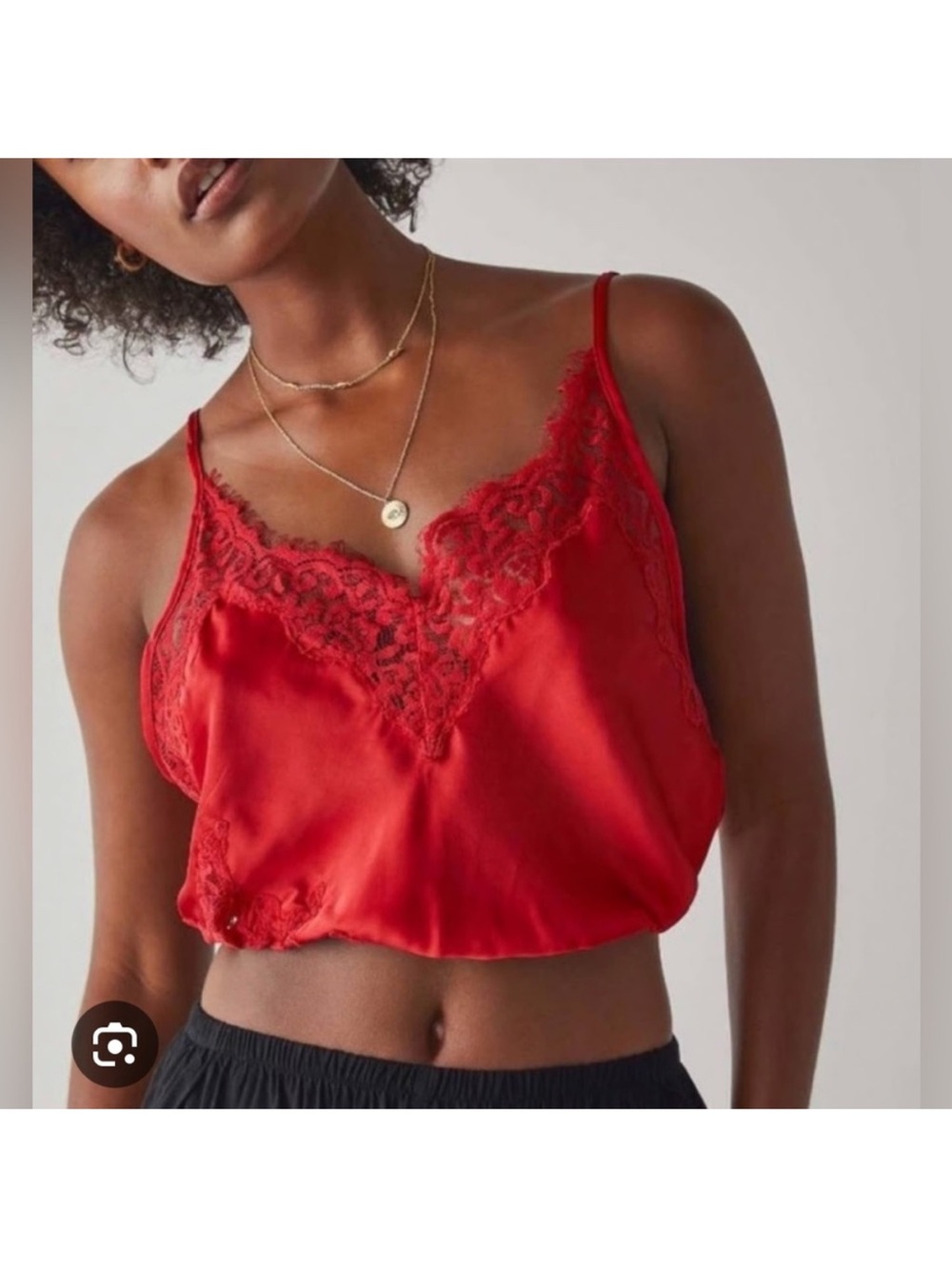 Free People night out blouson brami in ruby Red Satin Lace-Trim Cami